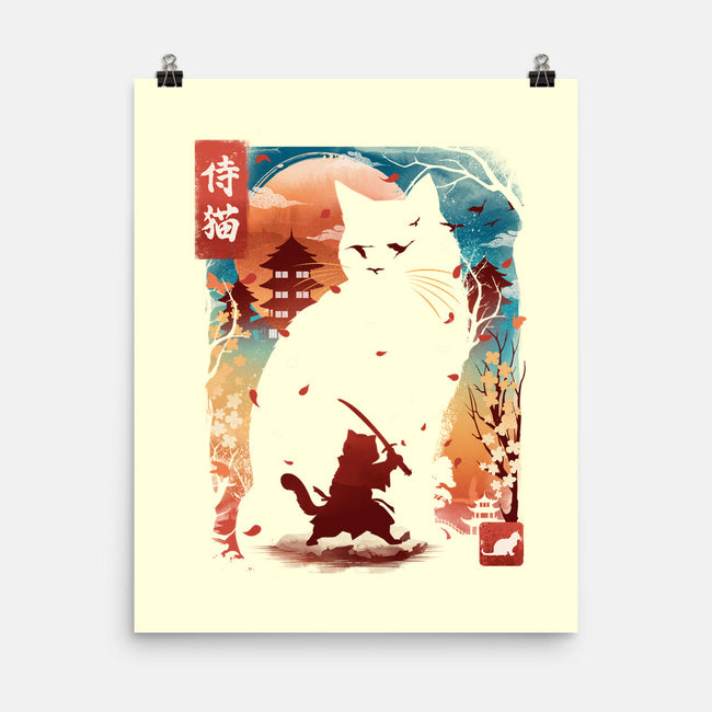 Samurai Cat Landscape-None-Matte-Poster-dandingeroz