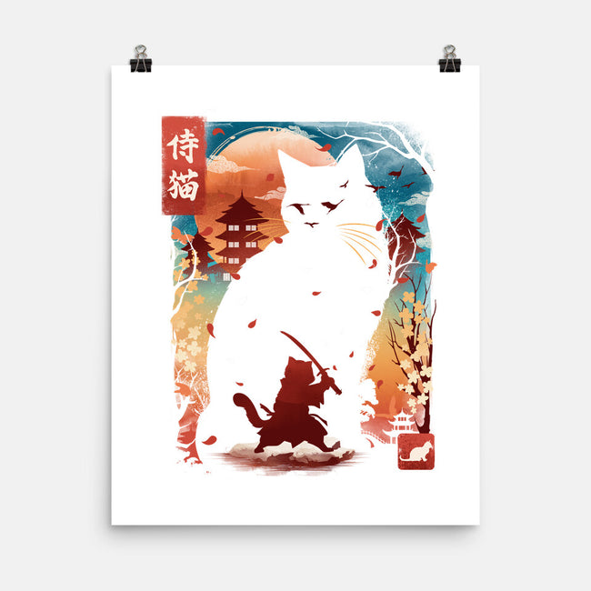 Samurai Cat Landscape-None-Matte-Poster-dandingeroz