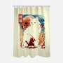 Samurai Cat Landscape-None-Polyester-Shower Curtain-dandingeroz