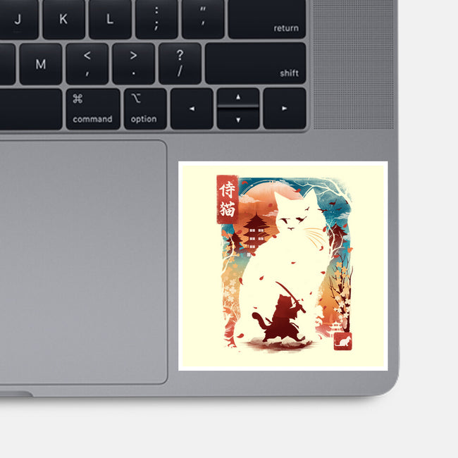 Samurai Cat Landscape-None-Glossy-Sticker-dandingeroz