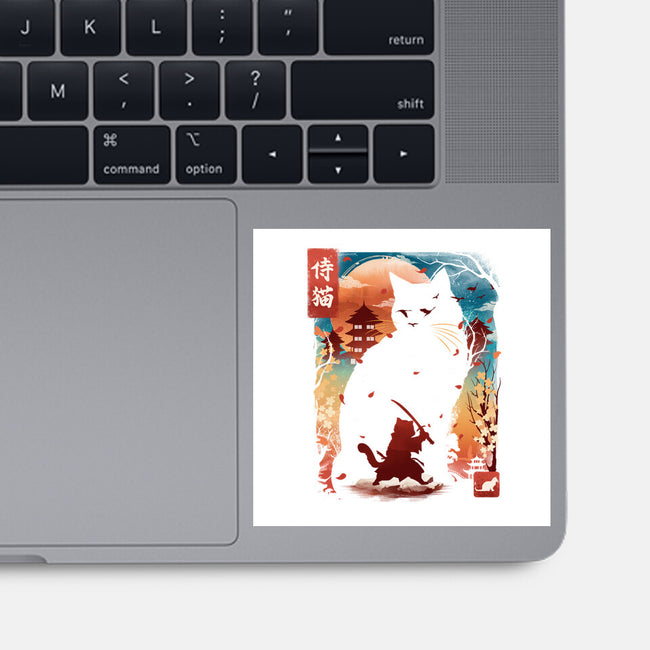 Samurai Cat Landscape-None-Glossy-Sticker-dandingeroz
