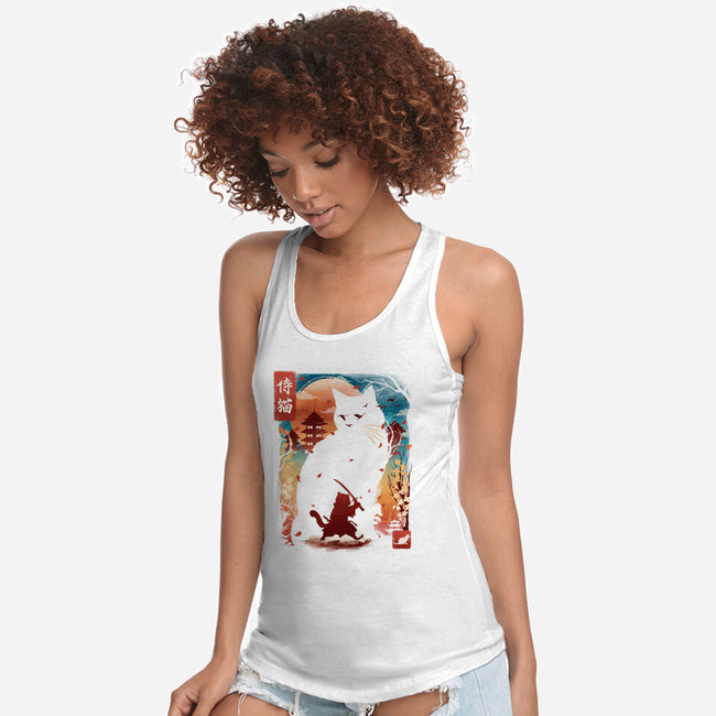 Samurai Cat Landscape-Womens-Racerback-Tank-dandingeroz