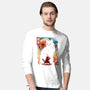 Samurai Cat Landscape-Mens-Long Sleeved-Tee-dandingeroz