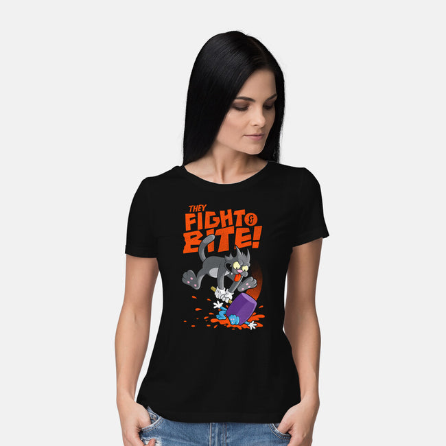 They Fight And Bite-Womens-Basic-Tee-Jorgetiradoart