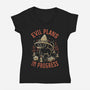 Evil Plans In Progress-Womens-V-Neck-Tee-eduely