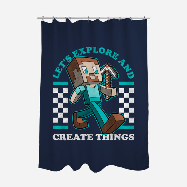 Game Mascot Block Guy-None-Polyester-Shower Curtain-Studio Mootant