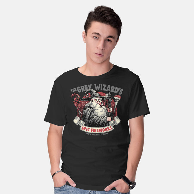 Grey Wizard Fireworks-Mens-Basic-Tee-momma_gorilla