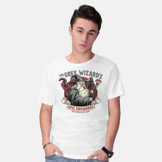 Grey Wizard Fireworks-Mens-Basic-Tee-momma_gorilla