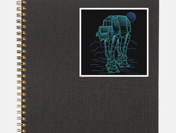 Neon Line-Art Armored Walker