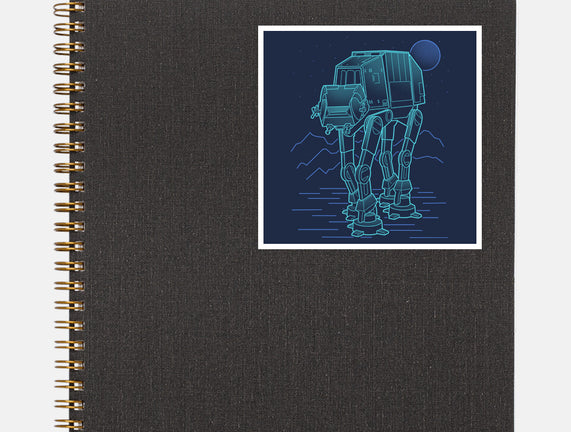 Neon Line-Art Armored Walker