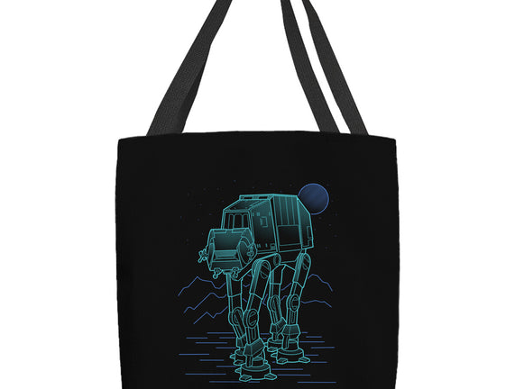 Neon Line-Art Armored Walker