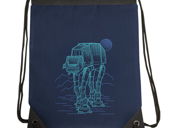 Neon Line-Art Armored Walker