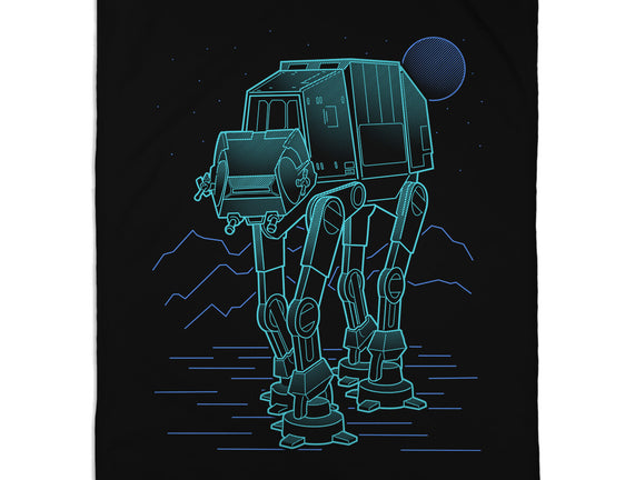 Neon Line-Art Armored Walker