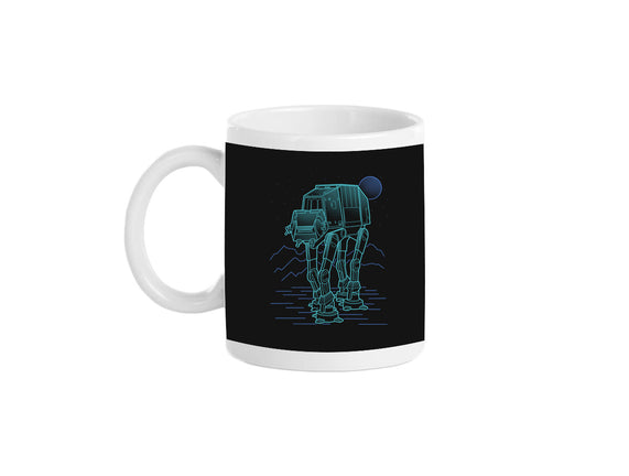 Neon Line-Art Armored Walker