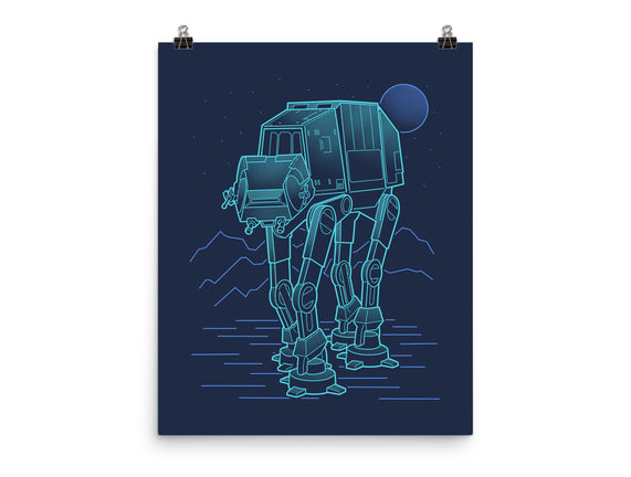 Neon Line-Art Armored Walker