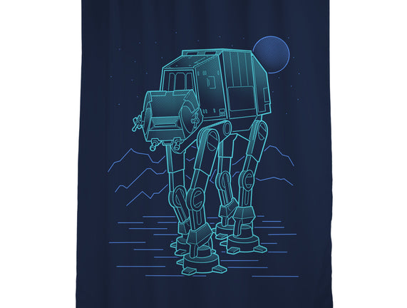 Neon Line-Art Armored Walker