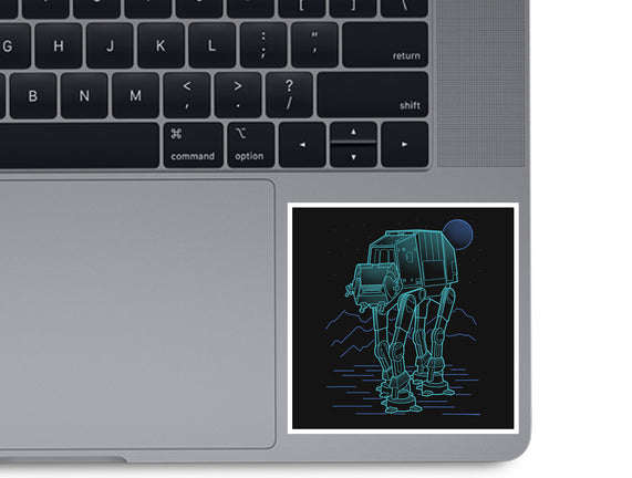 Neon Line-Art Armored Walker