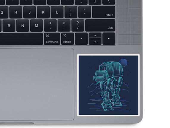 Neon Line-Art Armored Walker