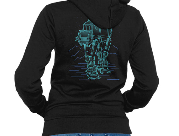 Neon Line-Art Armored Walker