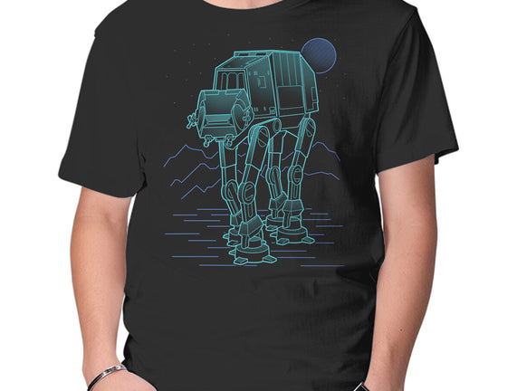 Neon Line-Art Armored Walker