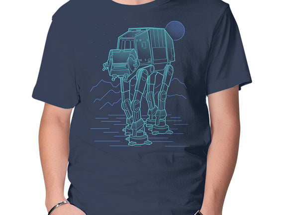 Neon Line-Art Armored Walker