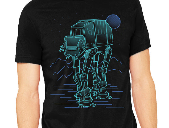 Neon Line-Art Armored Walker