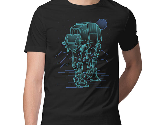 Neon Line-Art Armored Walker