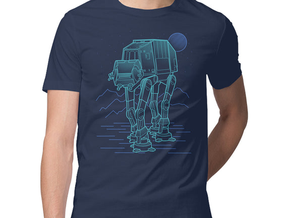 Neon Line-Art Armored Walker