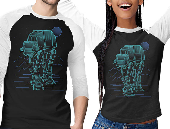 Neon Line-Art Armored Walker