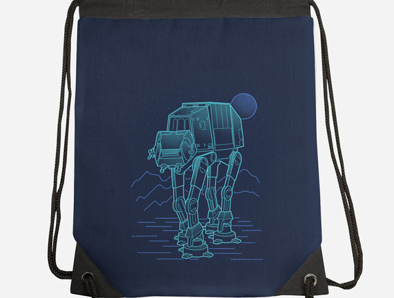 Neon Line-Art Armored Walker