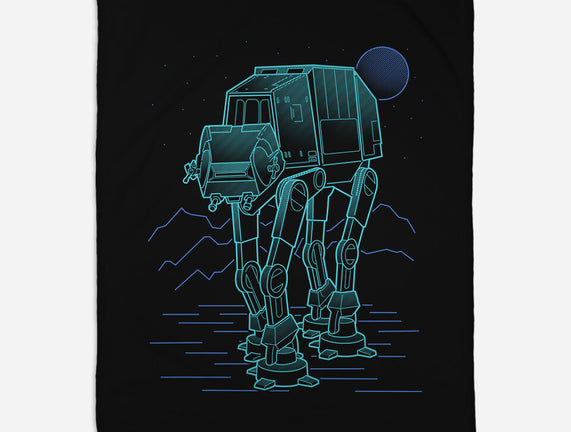 Neon Line-Art Armored Walker