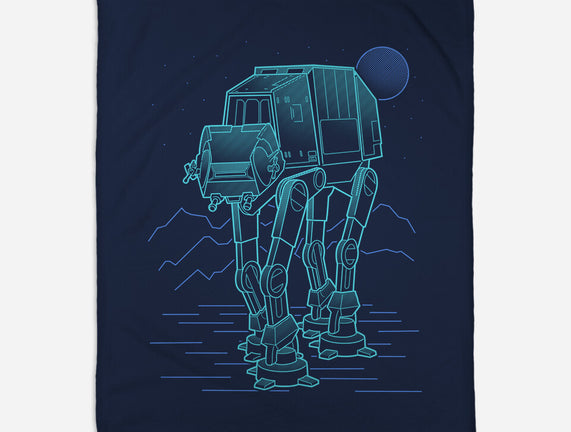 Neon Line-Art Armored Walker