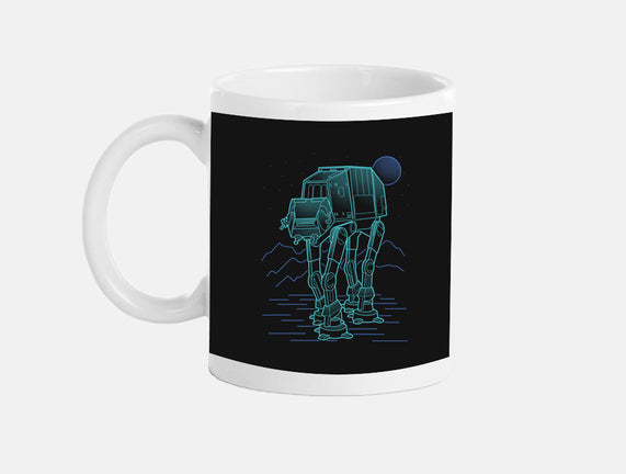 Neon Line-Art Armored Walker