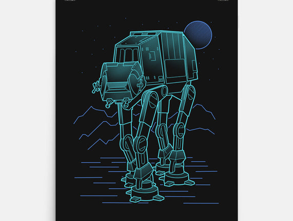 Neon Line-Art Armored Walker