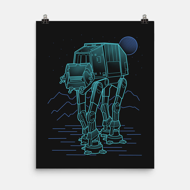 Neon Line-Art Armored Walker-None-Matte-Poster-Astrobot Invention