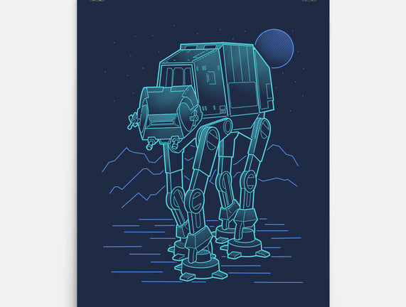 Neon Line-Art Armored Walker