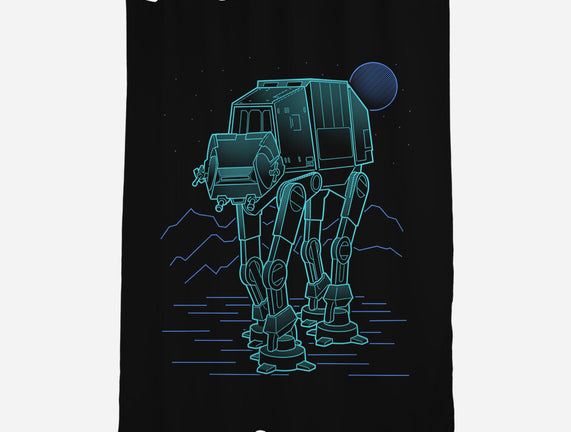 Neon Line-Art Armored Walker