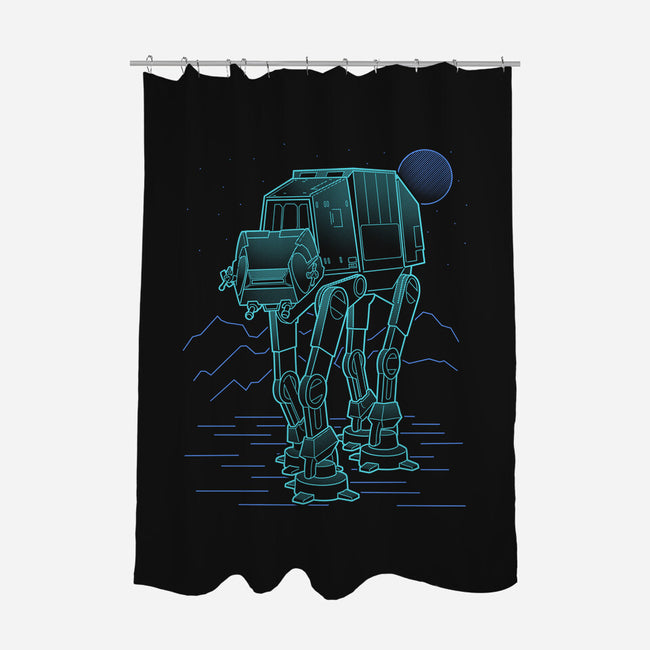 Neon Line-Art Armored Walker-None-Polyester-Shower Curtain-Astrobot Invention
