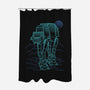 Neon Line-Art Armored Walker-None-Polyester-Shower Curtain-Astrobot Invention