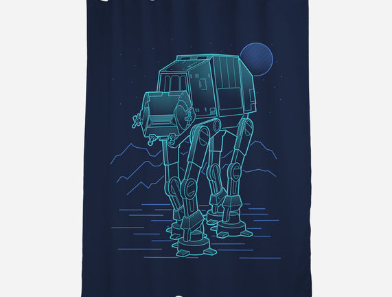 Neon Line-Art Armored Walker