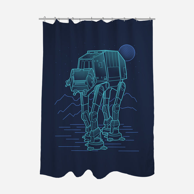 Neon Line-Art Armored Walker-None-Polyester-Shower Curtain-Astrobot Invention