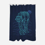Neon Line-Art Armored Walker-None-Polyester-Shower Curtain-Astrobot Invention