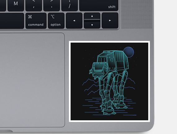 Neon Line-Art Armored Walker