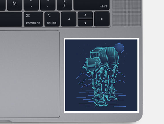 Neon Line-Art Armored Walker