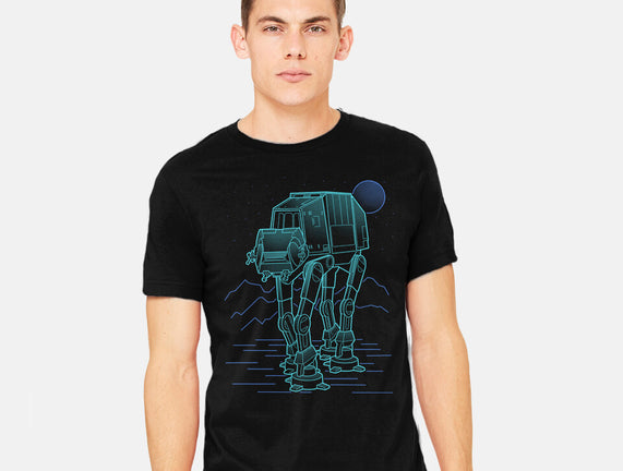 Neon Line-Art Armored Walker