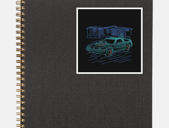 Neon Line-Art De Lorean