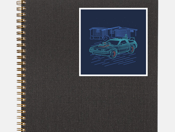 Neon Line-Art De Lorean
