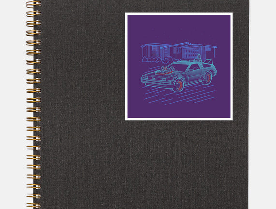 Neon Line-Art De Lorean