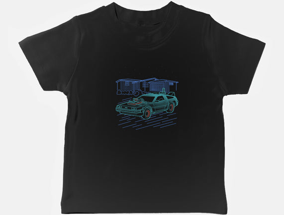 Neon Line-Art De Lorean