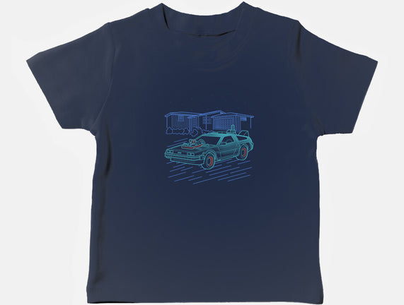 Neon Line-Art De Lorean